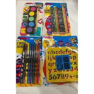 Vintage 90s Pentech Color Club‎ Art Bundle Lot Crayon Stencil Pencils Watercolor